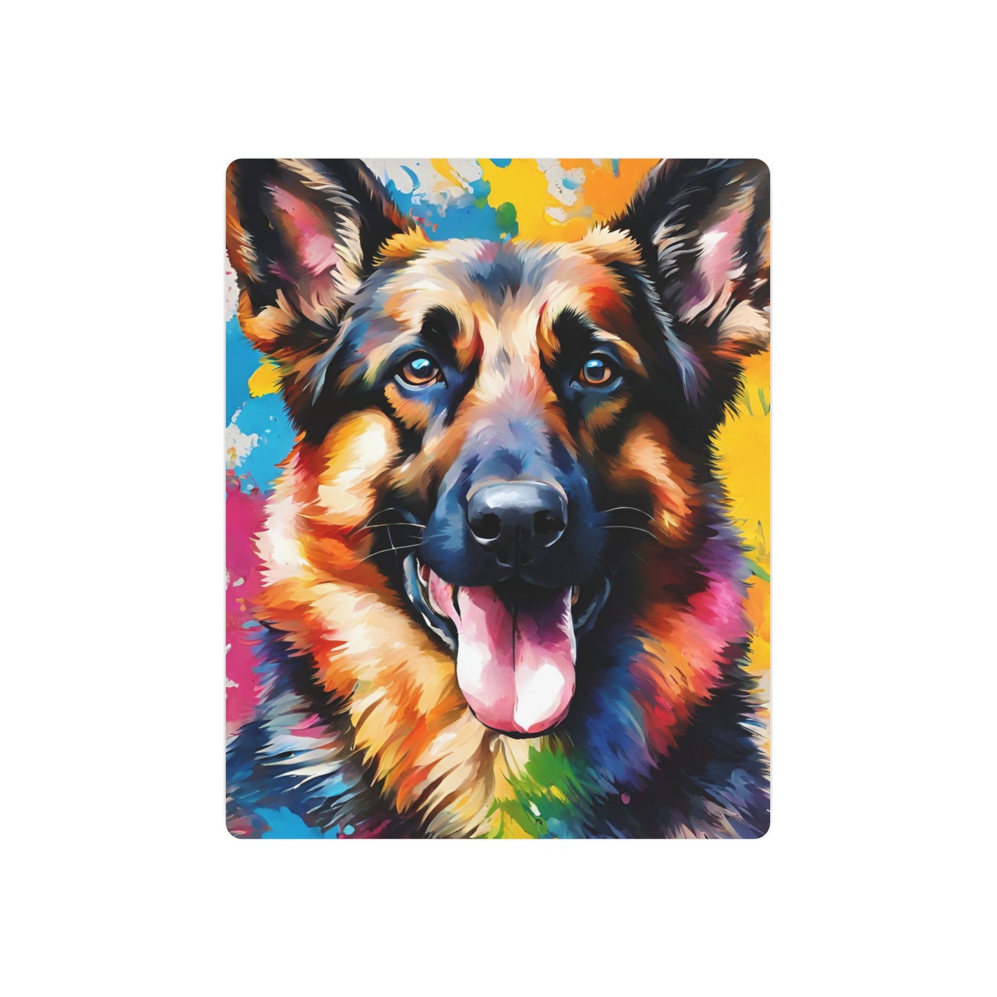 Metal Wall Art Decor featuring a Colorful German Shepherd. Mounting tools included. Versatile Home Decor.