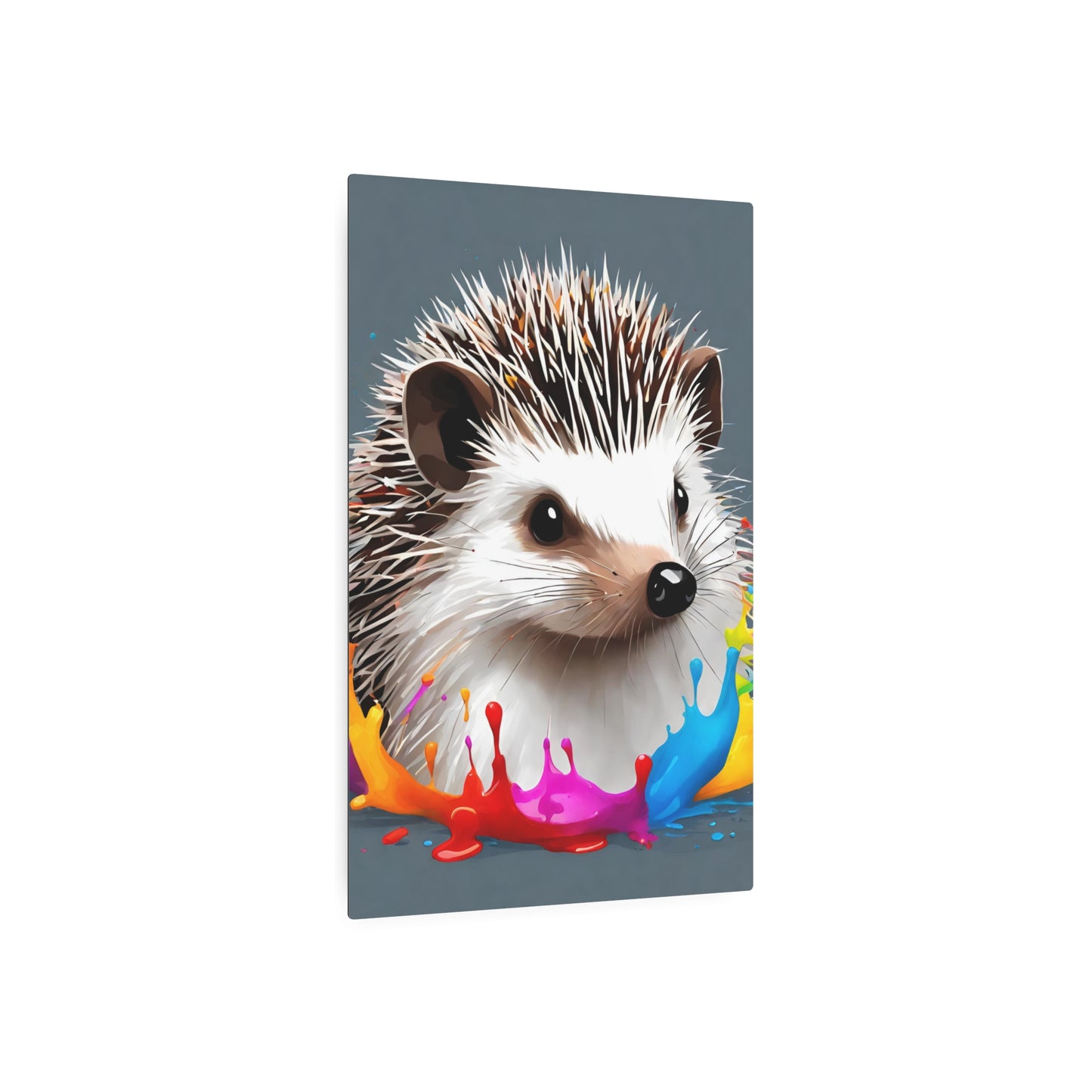 Metal Wall Art Decor featuring a Colorful Hedgehog. Mounting tools included. Versatile Home Decor.