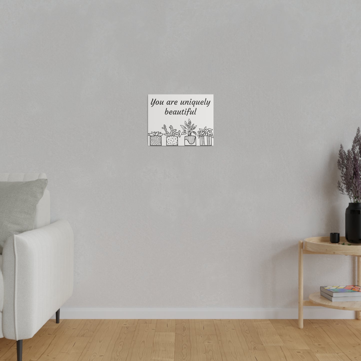 Inspirational, Minimal, Black and White Wall Art Canvas Print, Stretched