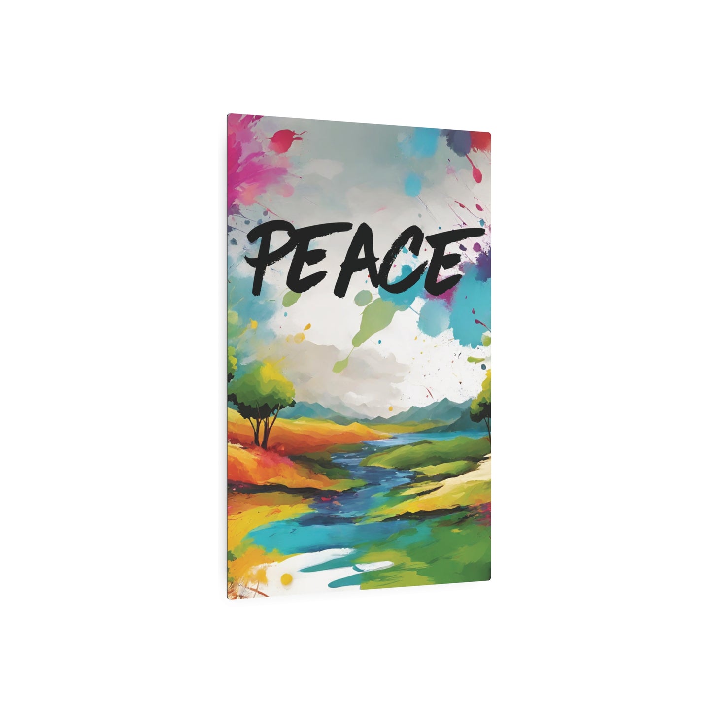 Metal Wall Art Decor featuring a Colorful Lanscape. Mounting tools included. Versatile Home Decor.