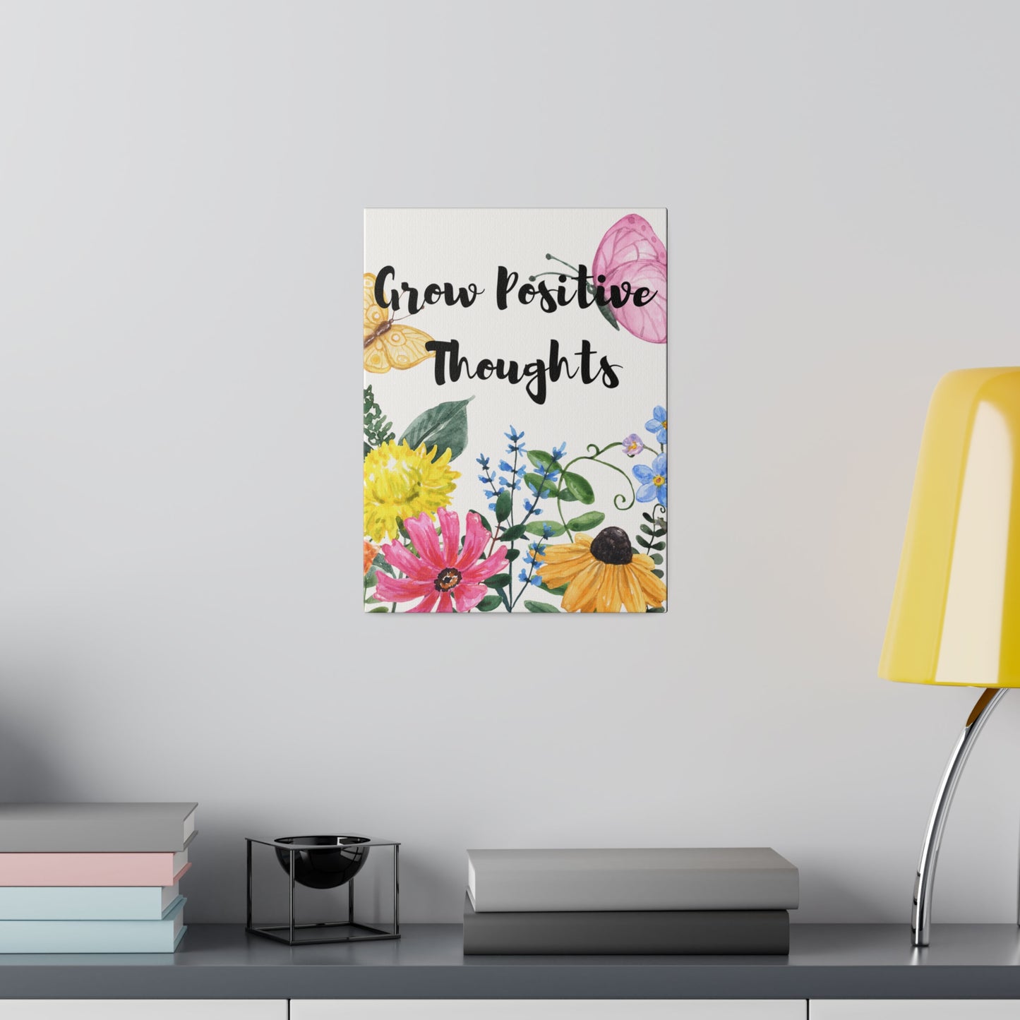 Grow Positive Thoughts Inspirational Wildflower Botanical Wall Art