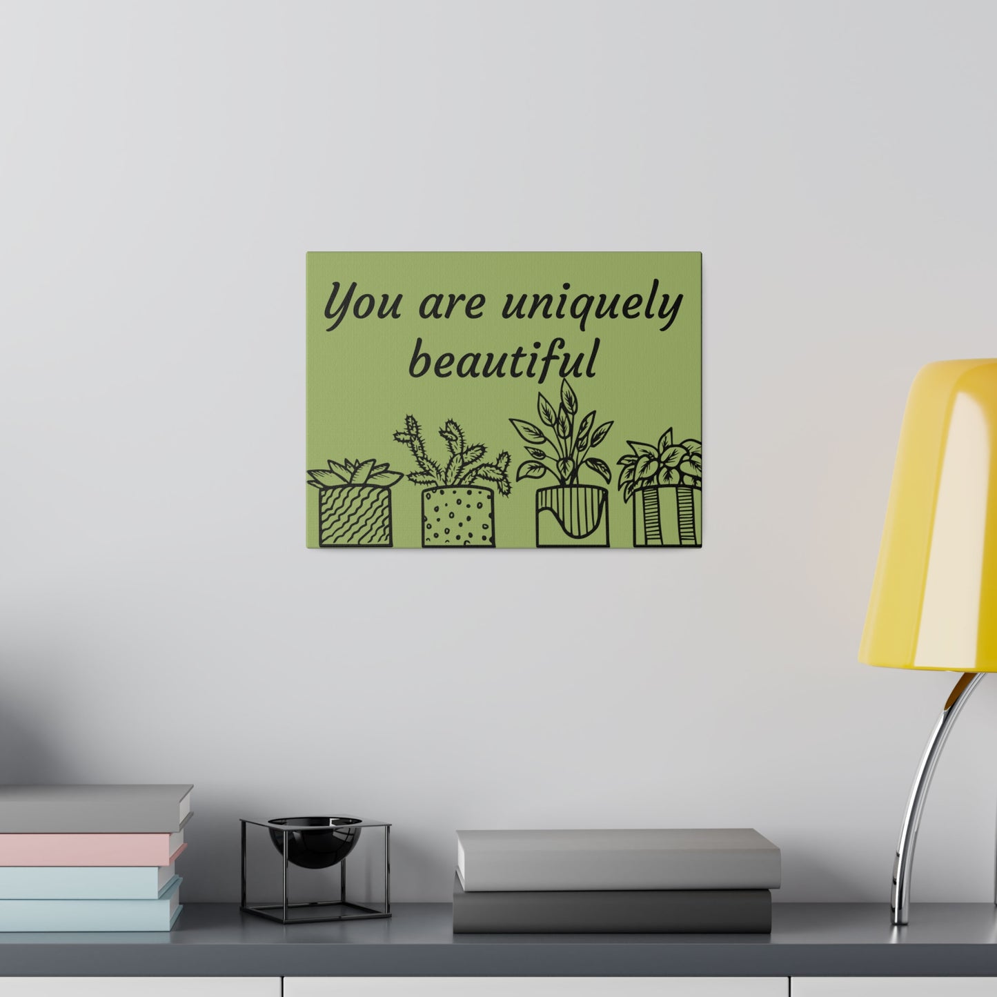Minimalist Potted Plants Canvas Wall Art, Botanical Wall Art, Stretched