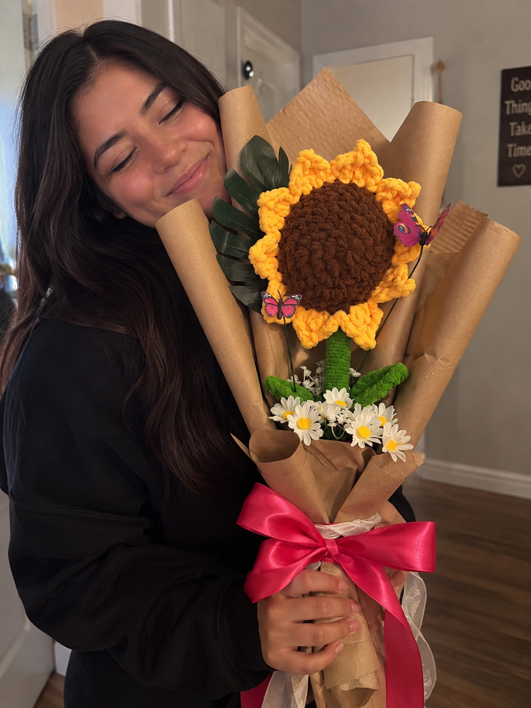 Rustic Sunshine – Handmade Plush Sunflower Bouquet