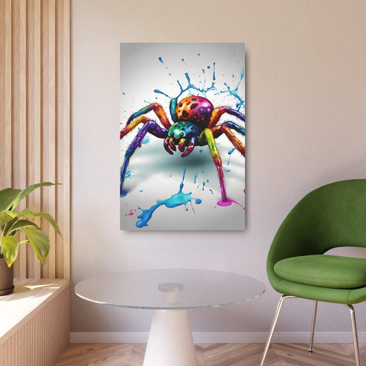 Metal Wall Art Decor featuring a Colorful Spider . Mounting tools included. Versatile Home Decor.