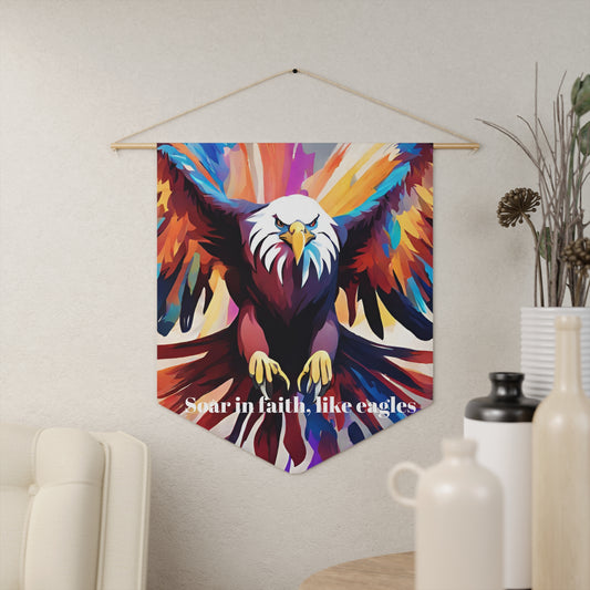 Soar in faith, like eagles. Pennant wall art for home decor