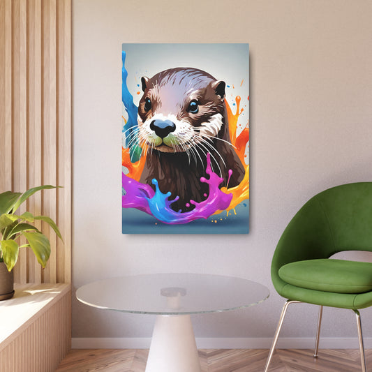 Metal Wall Art Decor featuring a Colorful Otter . Mounting tools included. Versatile Home Decor.