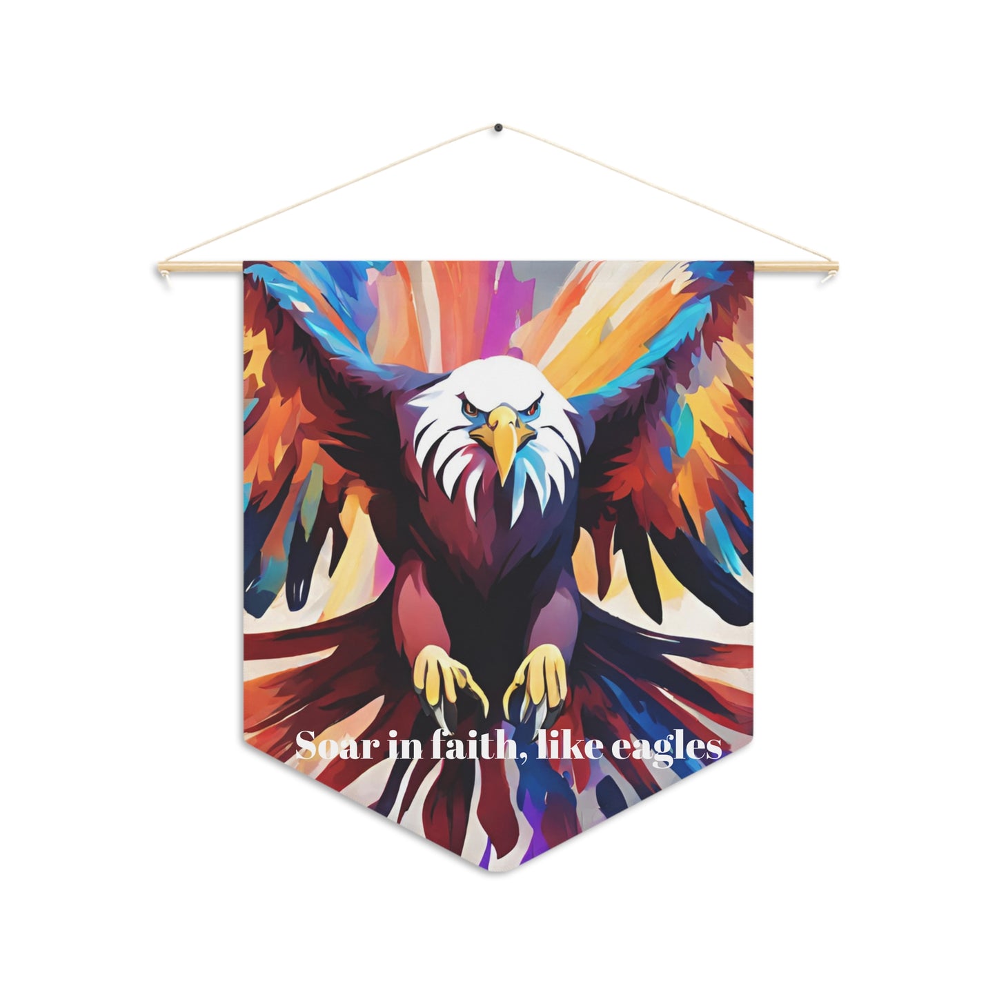 Soar in faith, like eagles. Pennant wall art for home decor