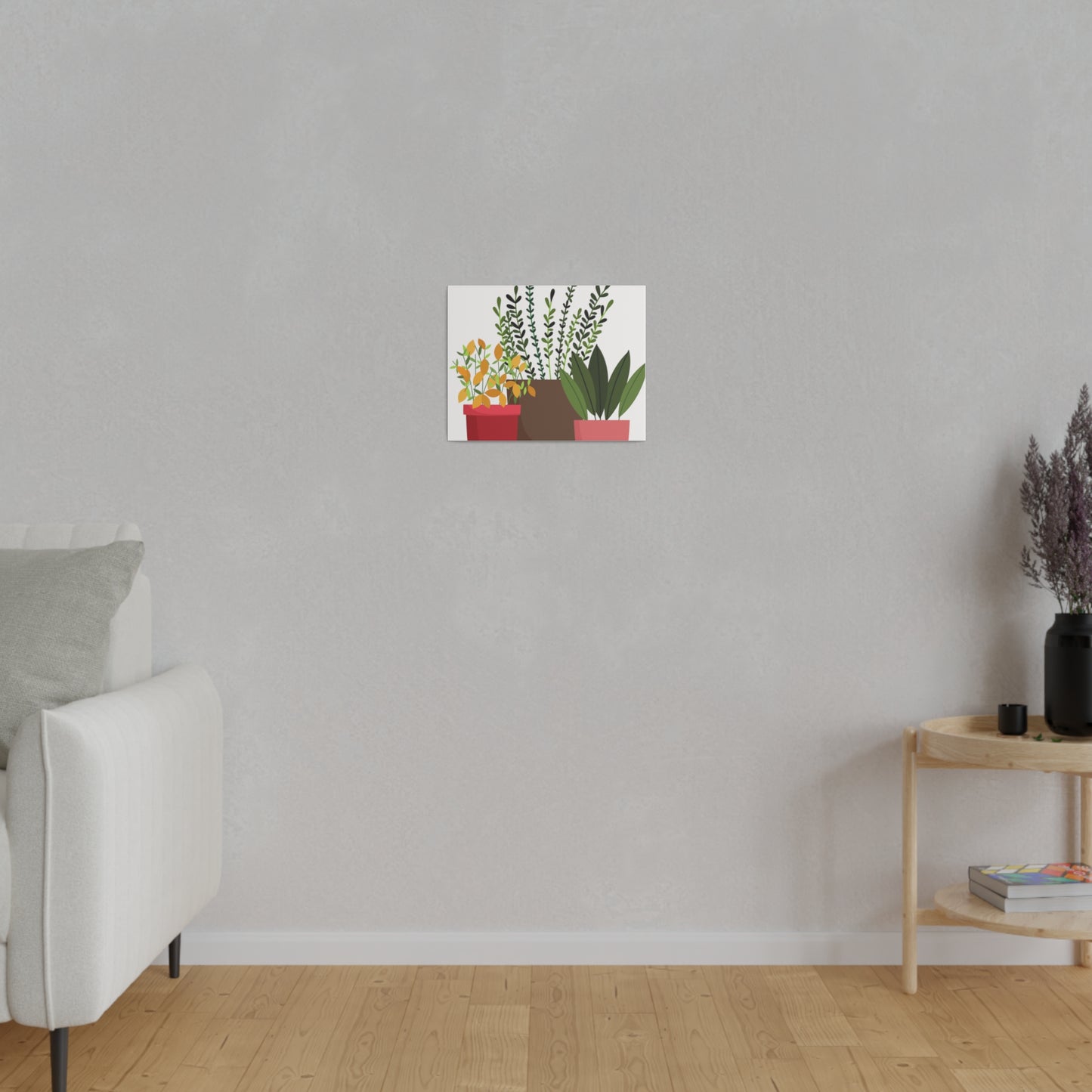 Botanical Wall Art, Potted Plants Modern Canvas Prints, Stretched, 0.75"