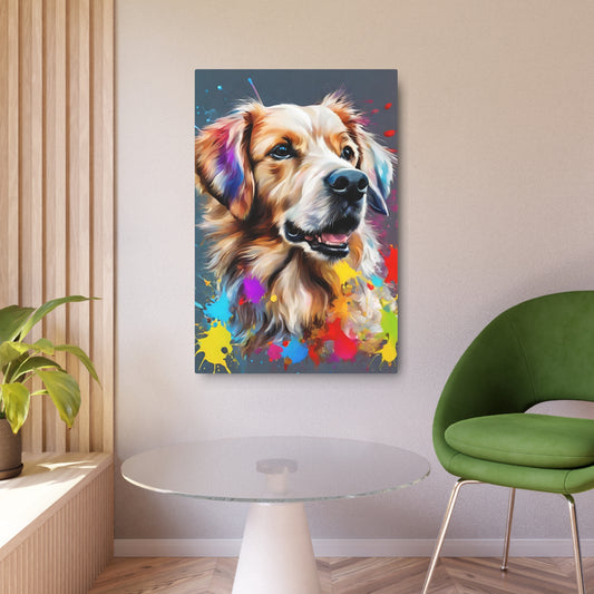 Metal Wall Art Decor featuring a Colorful Dog. Mounting tools included. Versatile Home Decor.