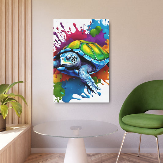 Metal Wall Art Decor featuring a Colorful Turtle. Mounting tools included. Versatile Home Decor.