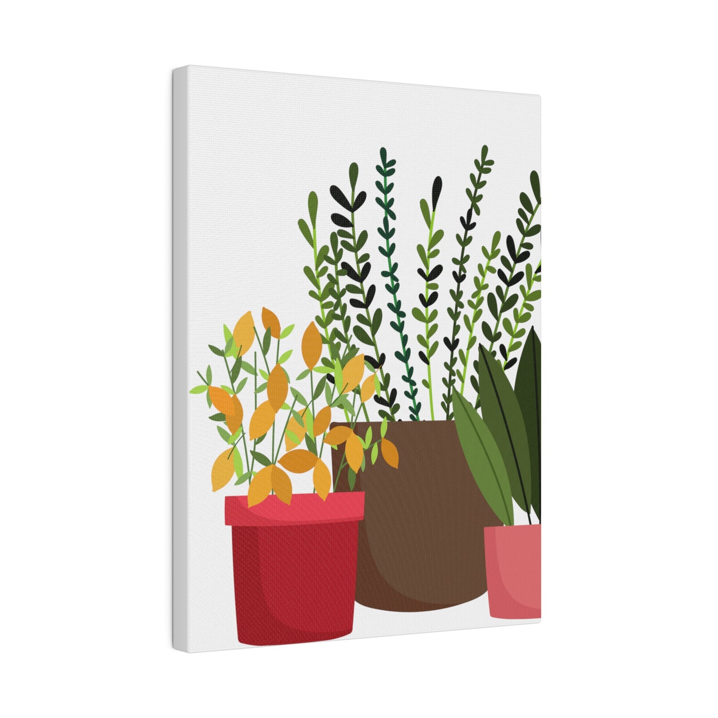 Botanical Wall Art, Potted Plants Modern Canvas Prints, Stretched, 0.75"