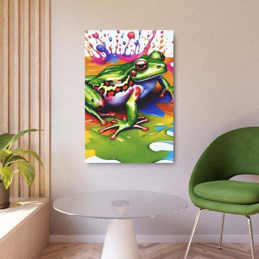 Metal Wall Art Decor featuring a Colorful Frog . Mounting tools included. Versatile Home Decor.