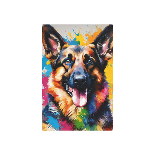 Metal Wall Art Decor featuring a Colorful German Shepherd. Mounting tools included. Versatile Home Decor.