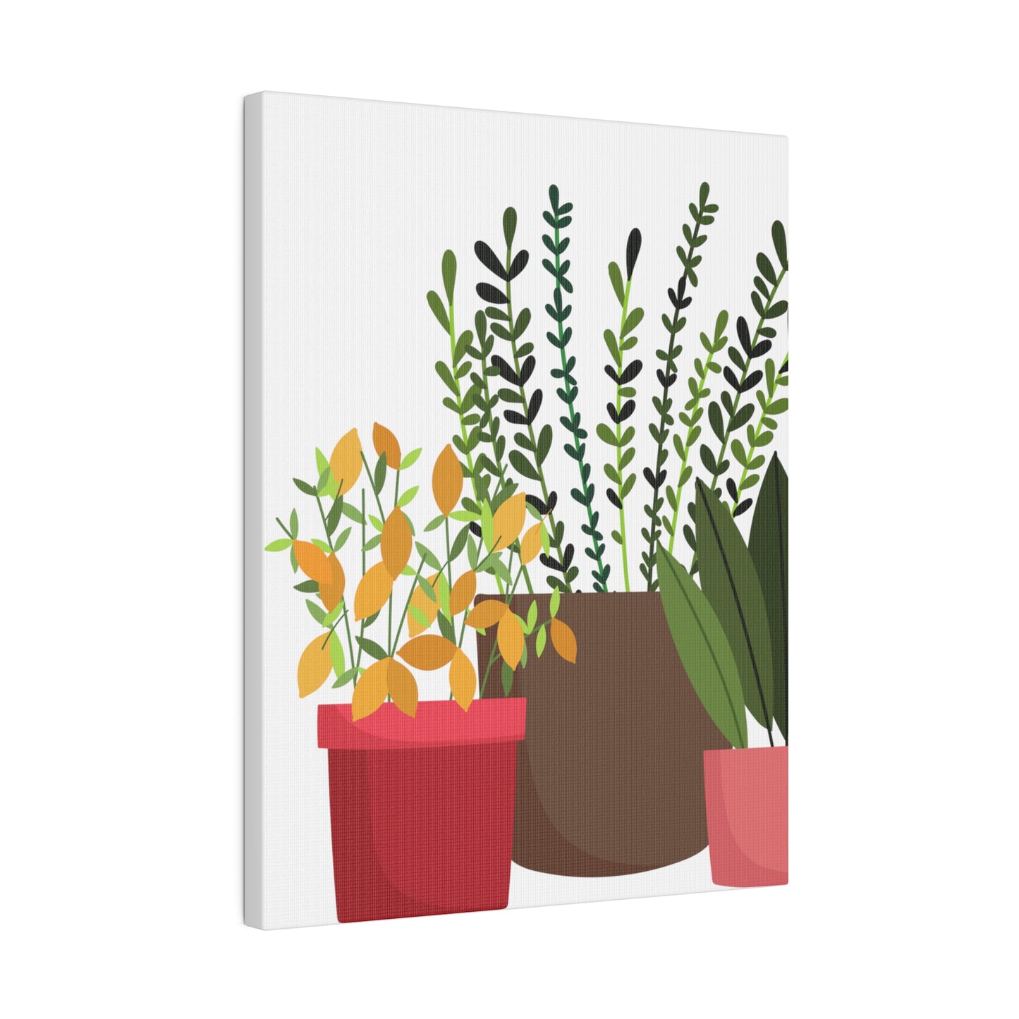 Botanical Wall Art, Potted Plants Modern Canvas Prints, Stretched, 0.75"