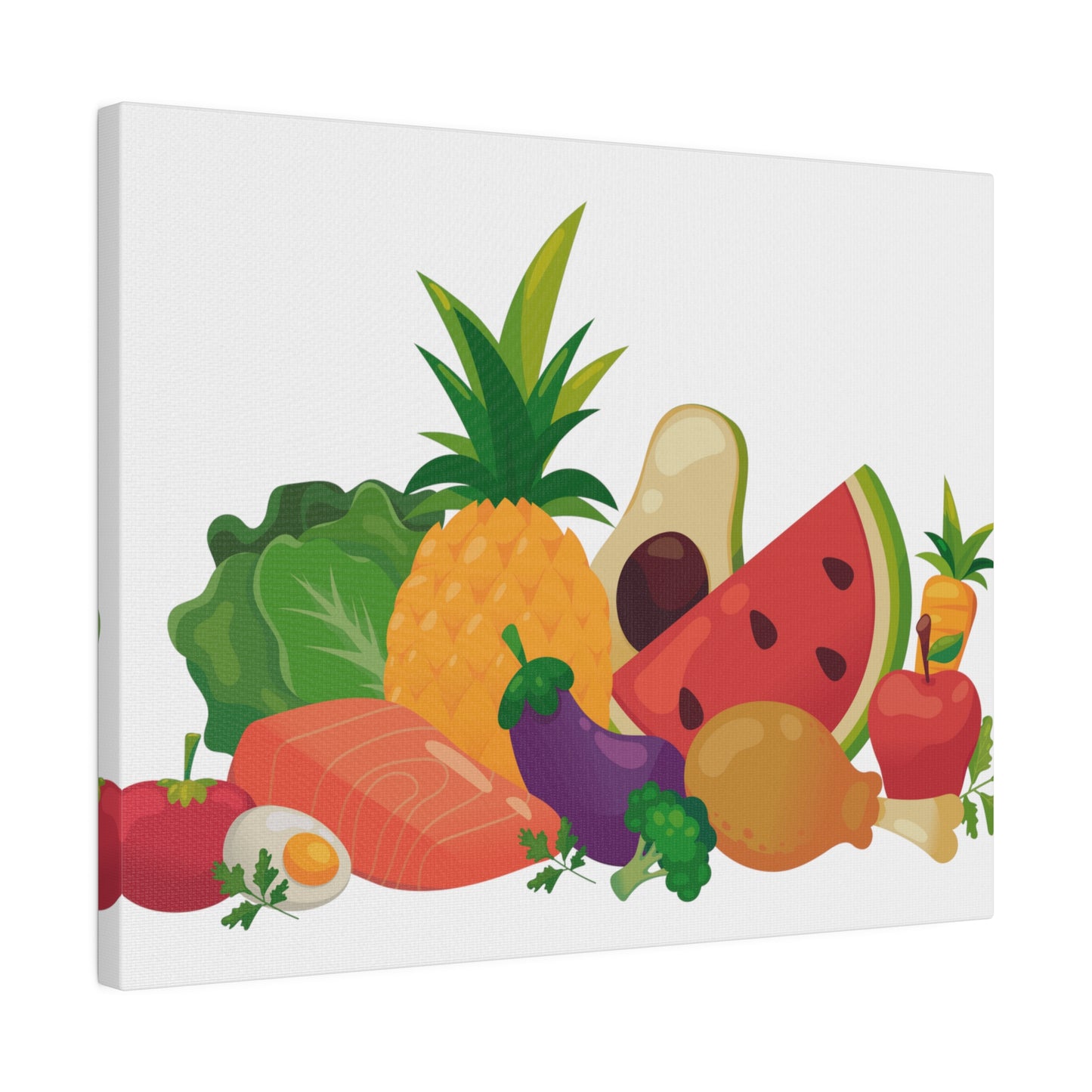 Fruits and Vegetables Kitchen Wall Art, Canvas, Stretched, 0.75"