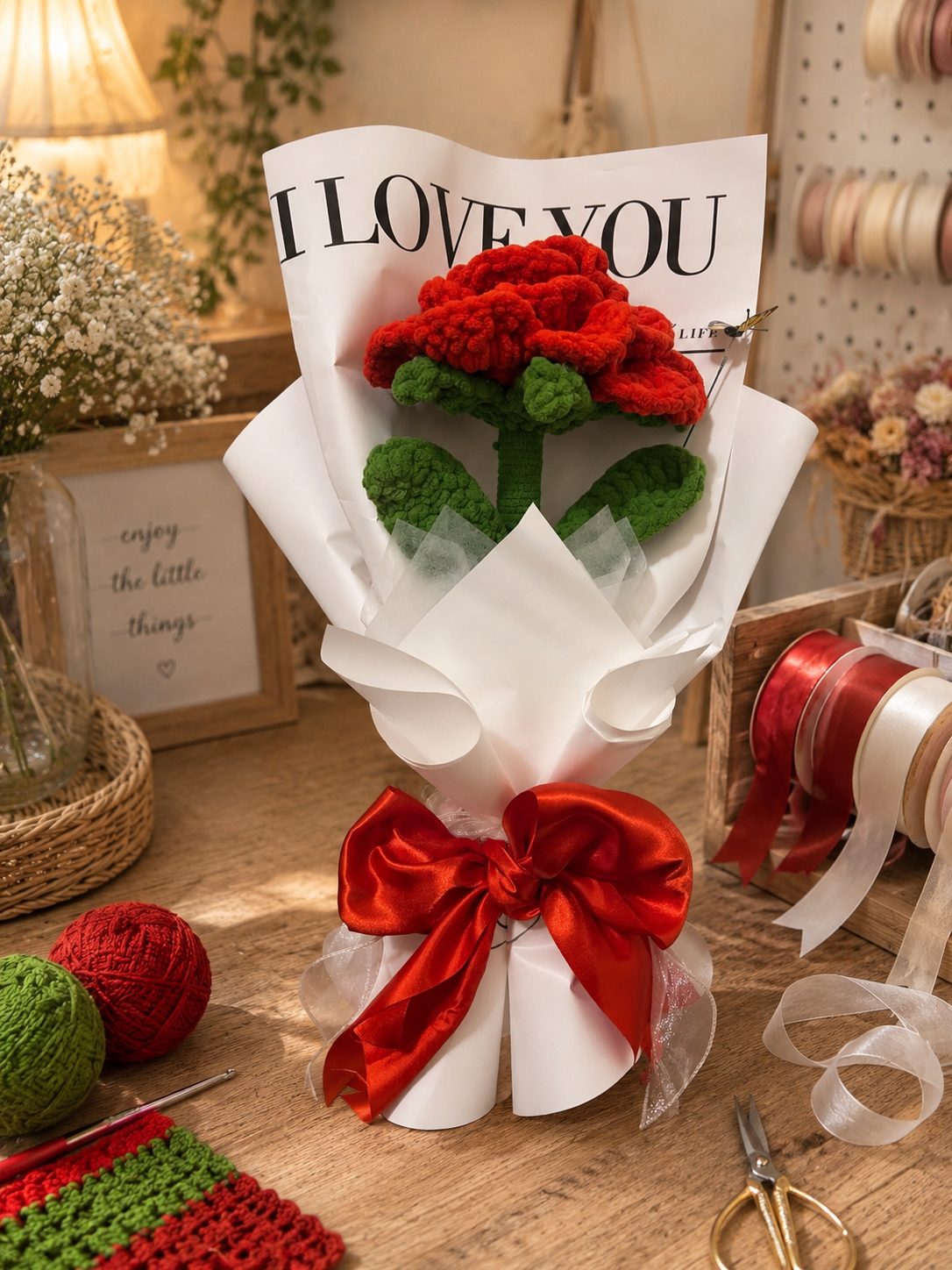 Forever Yours – Handmade Plush Red Rose Bouquet