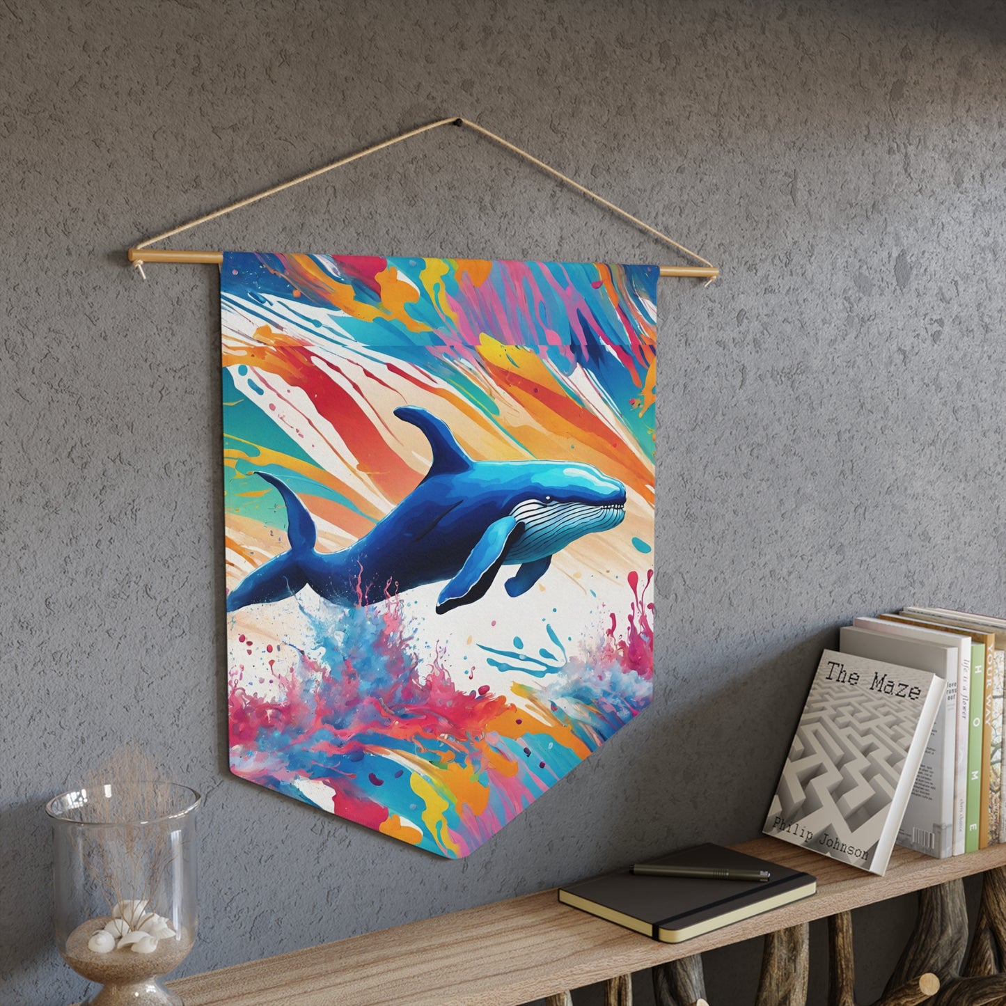 Whale Pennant wall art for home decor