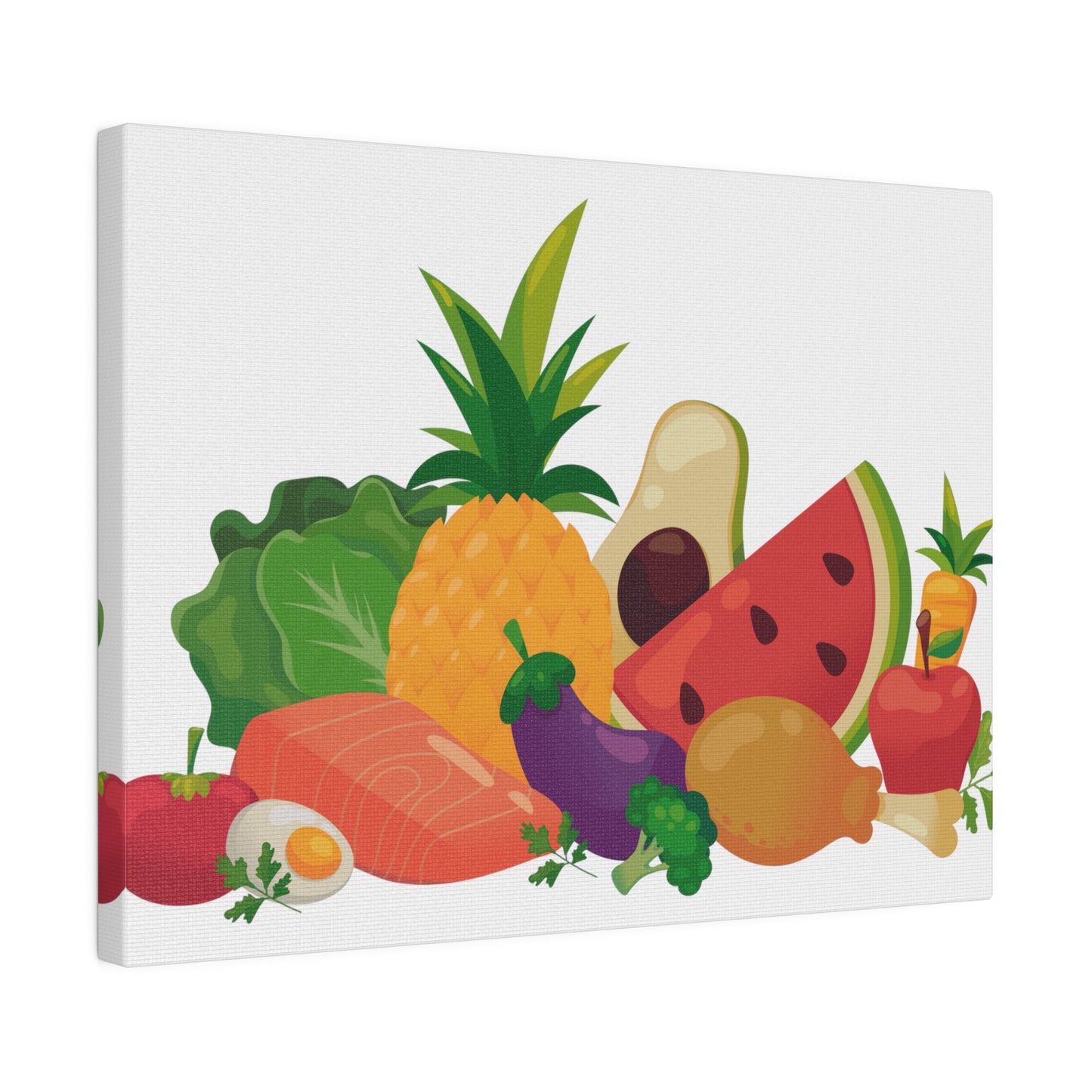 Fruits and Vegetables Kitchen Wall Art, Canvas, Stretched, 0.75"