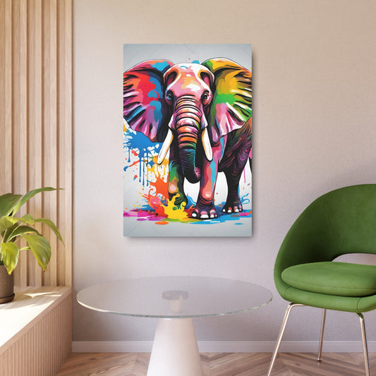 Metal Wall Art Decor featuring a Colorful Elephant. Mounting tools included. Versatile Home Decor.