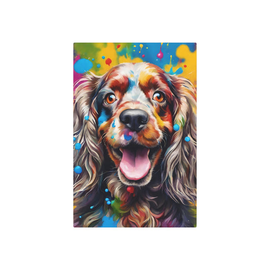 Metal Wall Art Decor featuring a Colorful Cocker Spaniel . Mounting tools included. Versatile Home Decor.