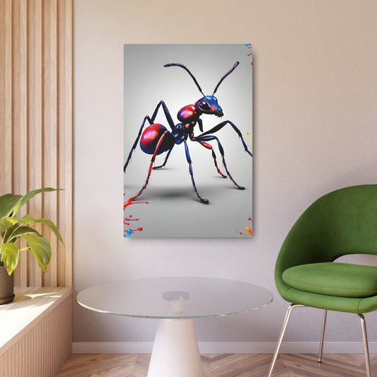 Metal Wall Art Decor featuring a Colorful Ant . Mounting tools included. Versatile Home Decor.