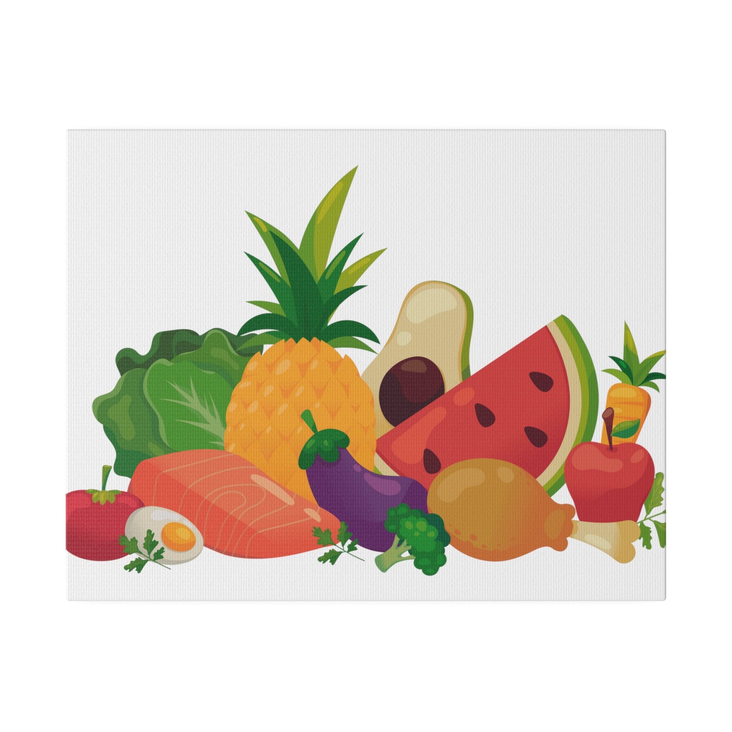 Fruits and Vegetables Kitchen Wall Art, Canvas, Stretched, 0.75"