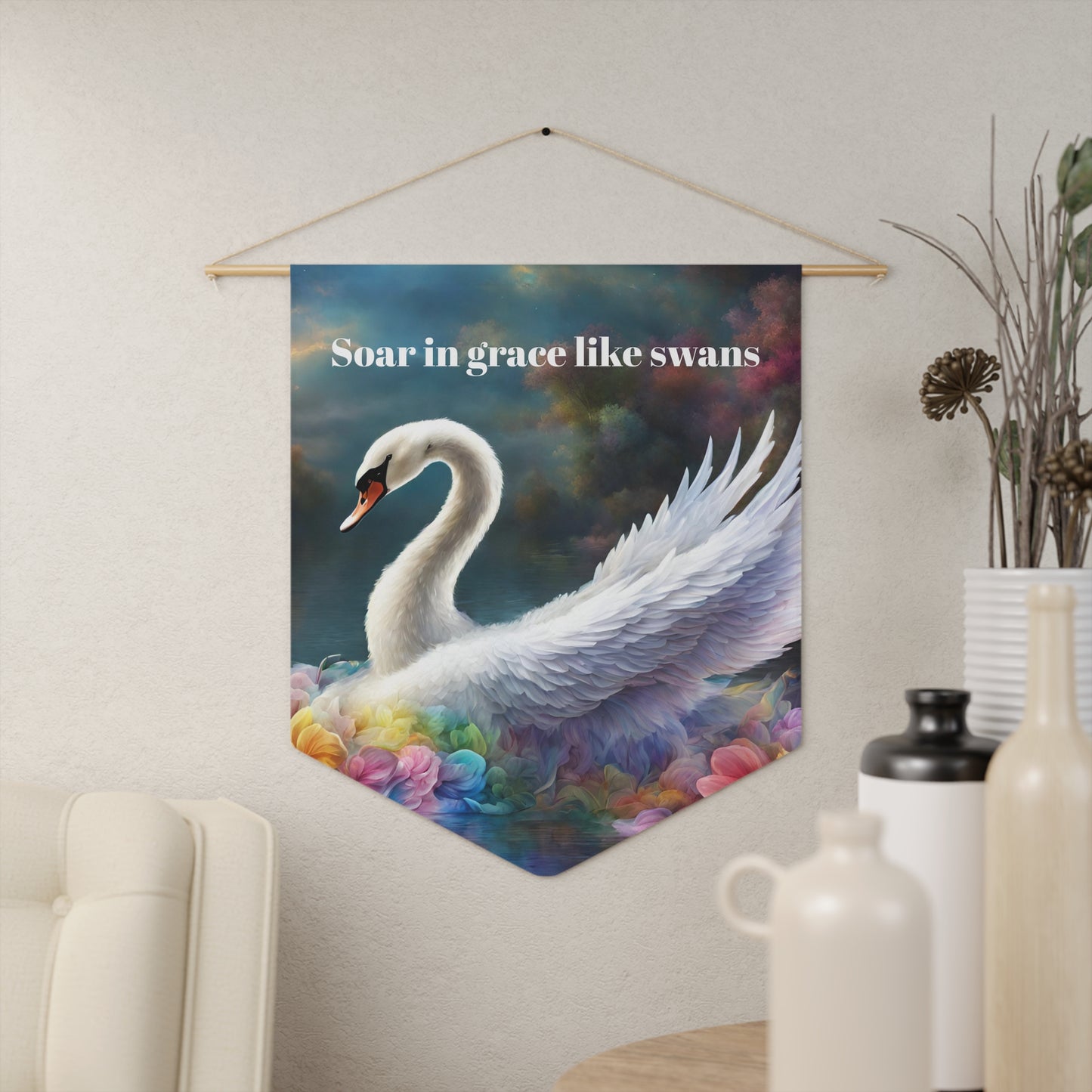 Soar in faith, like eagles. Pennant wall art for home decor