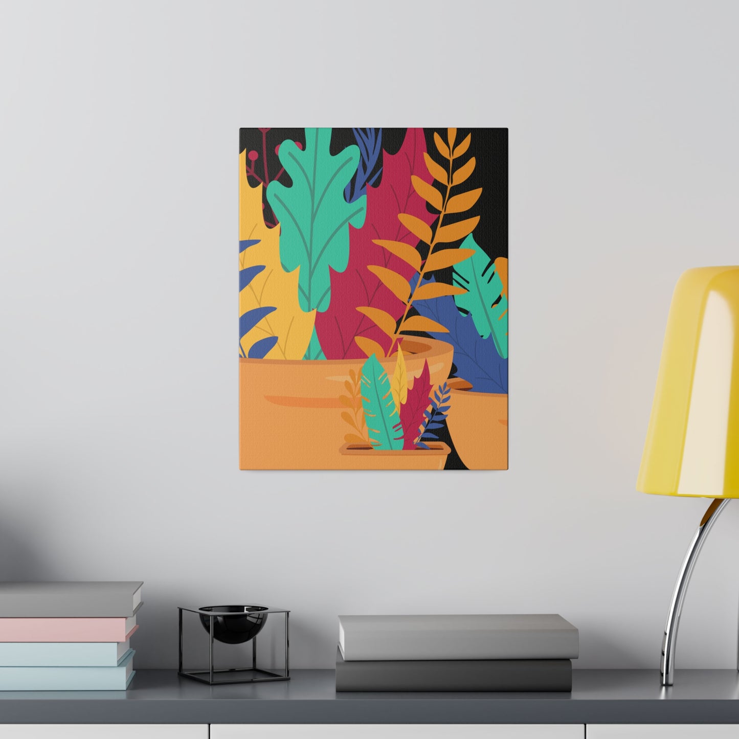 Botanical Potted Plants Wall Art, Modern Wall Art, Stretched Canvas