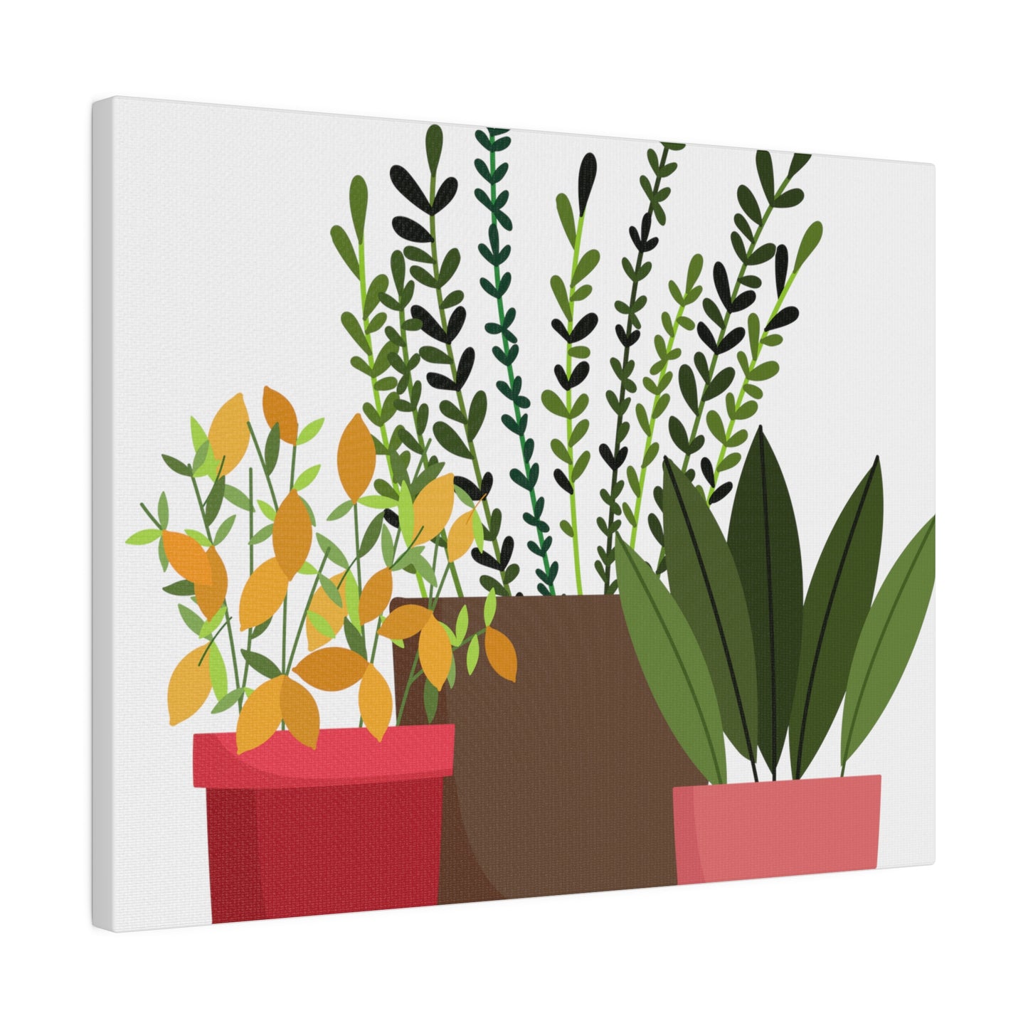 Botanical Wall Art, Potted Plants Modern Canvas Prints, Stretched, 0.75"