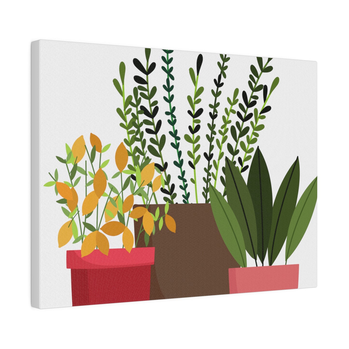 Botanical Wall Art, Potted Plants Modern Canvas Prints, Stretched, 0.75"