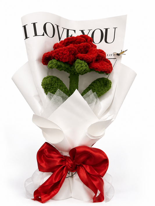 Forever Yours – Handmade Plush Red Rose Bouquet