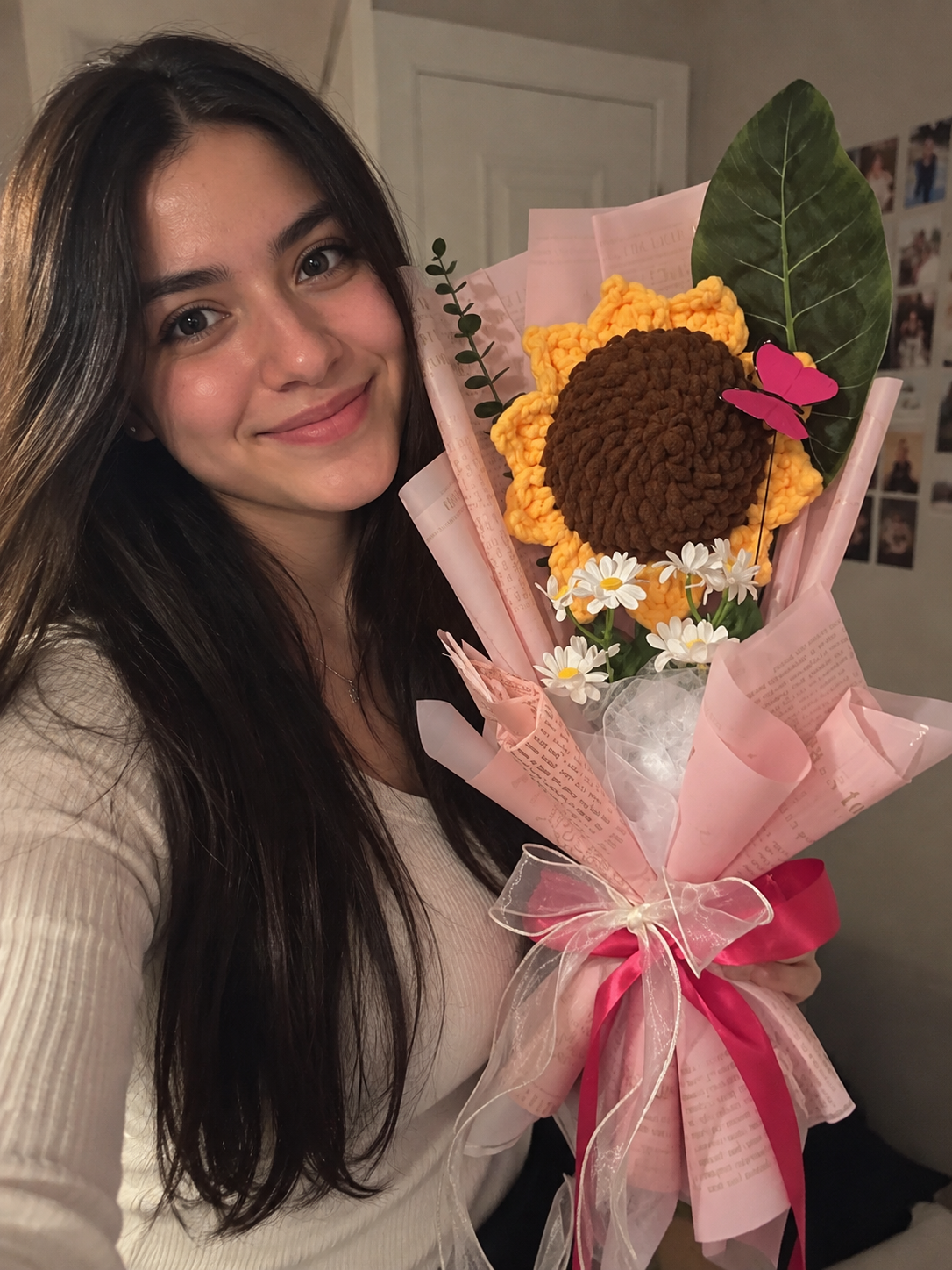 Blushing Sunshine – Handmade Plush Sunflower Bouquet