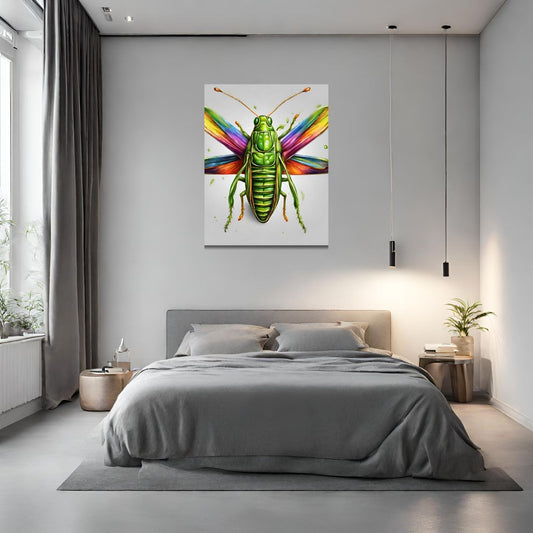 Metal Wall Art Decor featuring a Colorful Locust. Mounting tools included. Versatile Home Decor.